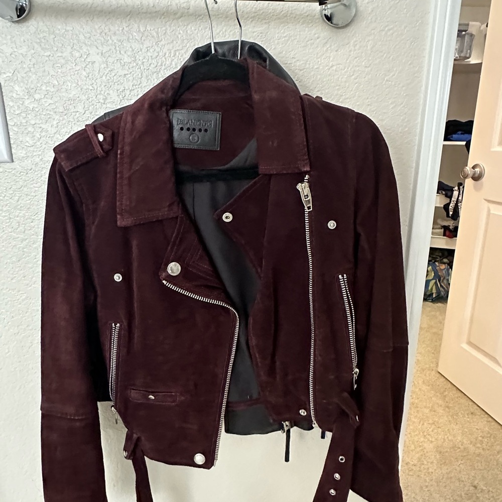 BLANKNYC Burgundy Suede Leather Moto Jacket | Size Small |